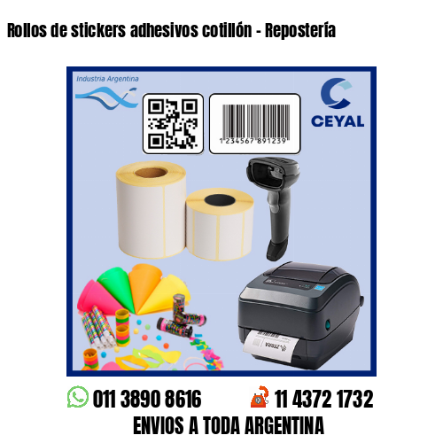 Rollos de stickers adhesivos cotillón – Repostería