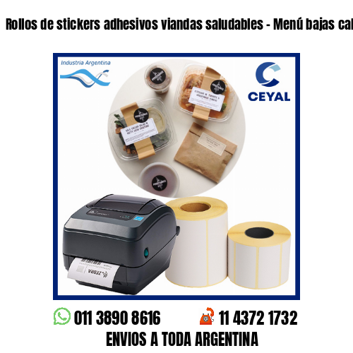 Rollos de stickers adhesivos viandas saludables – Menú bajas calorías