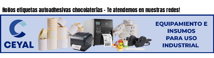 Rollos etiquetas autoadhesivas chocolaterías - Te atendemos en nuestras redes!