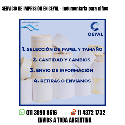 SERVICIO DE IMPRESIÓN EN CEYAL – Indumentaria para niños
