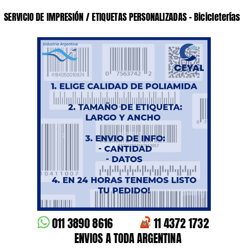 SERVICIO DE IMPRESIÓN / ETIQUETAS PERSONALIZADAS - Bicicleterías