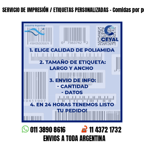 SERVICIO DE IMPRESIÓN / ETIQUETAS PERSONALIZADAS – Comidas por peso