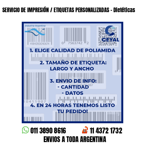 SERVICIO DE IMPRESIÓN / ETIQUETAS PERSONALIZADAS – Dietéticas