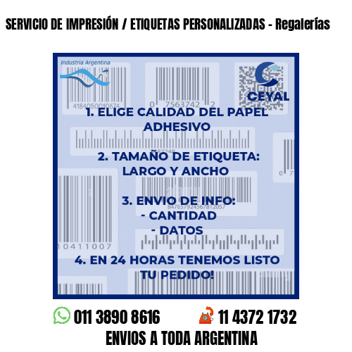 SERVICIO DE IMPRESIÓN / ETIQUETAS PERSONALIZADAS – Regalerías
