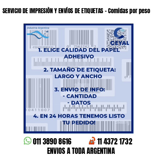 SERVICIO DE IMPRESIÒN Y ENVÍOS DE ETIQUETAS – Comidas por peso
