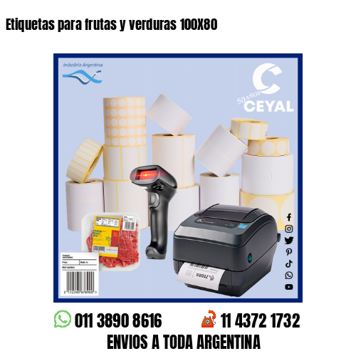 Etiquetas para frutas y verduras 100X80