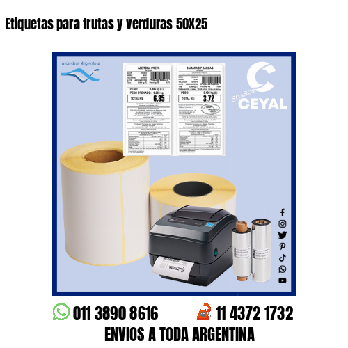 Etiquetas para frutas y verduras 50X25