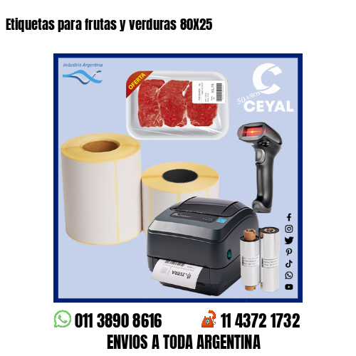Etiquetas para frutas y verduras 80X25