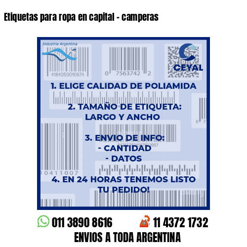 Etiquetas para ropa en capital – camperas