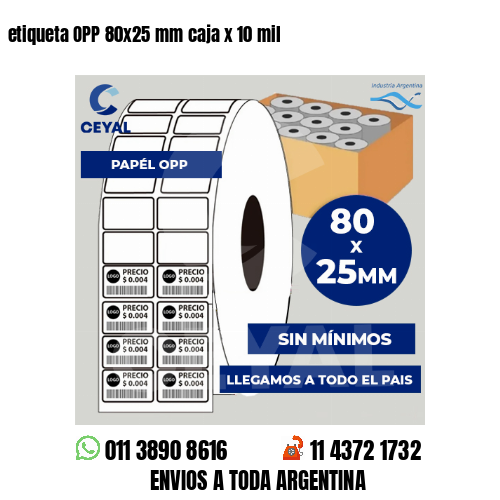 etiqueta OPP 80×25 mm caja x 10 mil