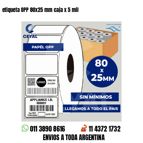 etiqueta OPP 80×25 mm caja x 5 mil