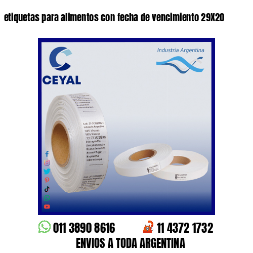 etiquetas para alimentos con fecha de vencimiento 29X20