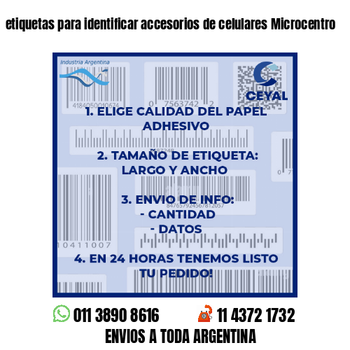 etiquetas para identificar accesorios de celulares Microcentro