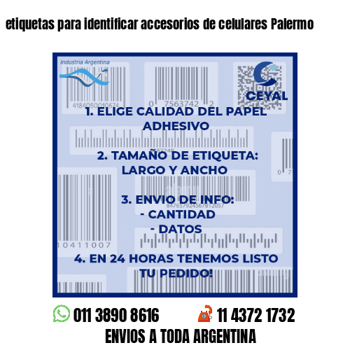 etiquetas para identificar accesorios de celulares Palermo