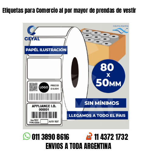 Etiquetas para Comercio al por mayor de prendas de vestir