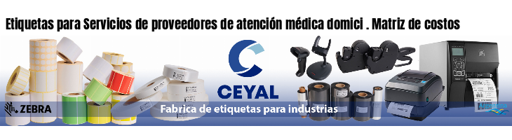 Etiquetas para Servicios de proveedores de atención médica domici . Matriz de costos