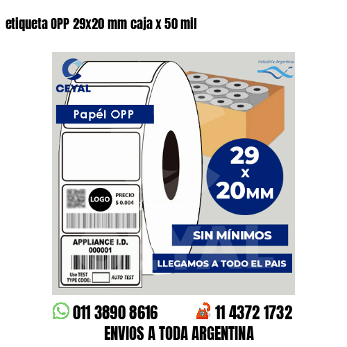 etiqueta OPP 29×20 mm caja x 50 mil