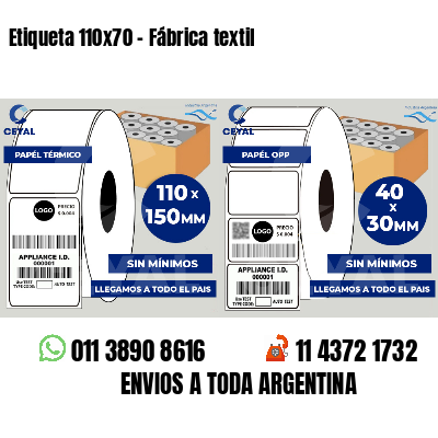 Etiqueta 110x70 - Fábrica textil