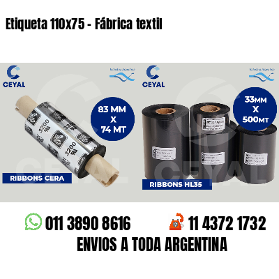 Etiqueta 110x75 - Fábrica textil