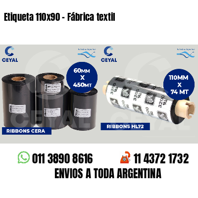 Etiqueta 110x90 - Fábrica textil