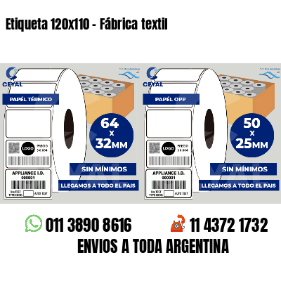 Etiqueta 120x110 - Fábrica textil