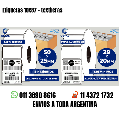 Etiquetas 10x87 - textileras