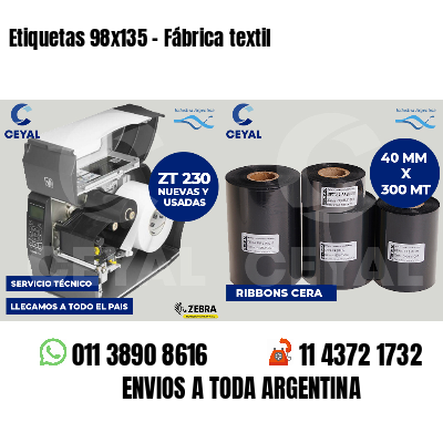 Etiquetas 98x135 - Fábrica textil