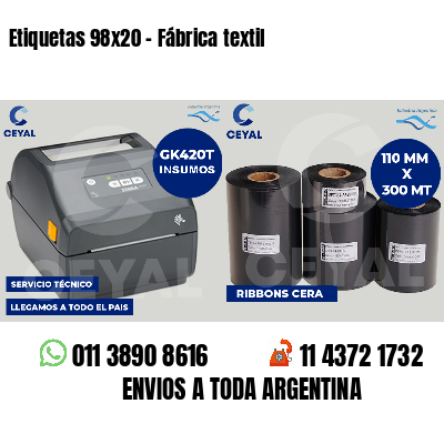 Etiquetas 98x20 - Fábrica textil