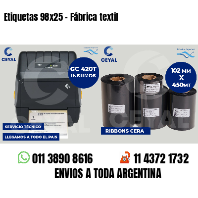 Etiquetas 98x25 - Fábrica textil