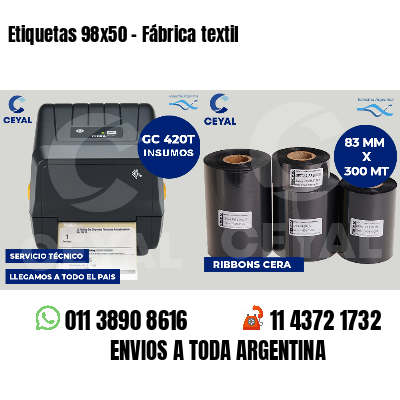 Etiquetas 98x50 - Fábrica textil
