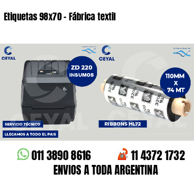 Etiquetas 98x70 - Fábrica textil
