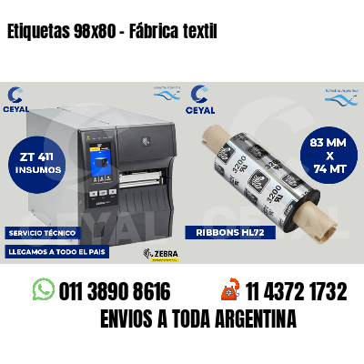 Etiquetas 98x80 - Fábrica textil