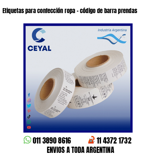Etiquetas para confección ropa – código de barra prendas