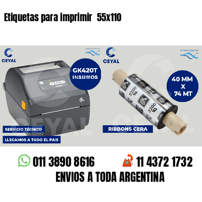 Etiquetas para imprimir  55x110
