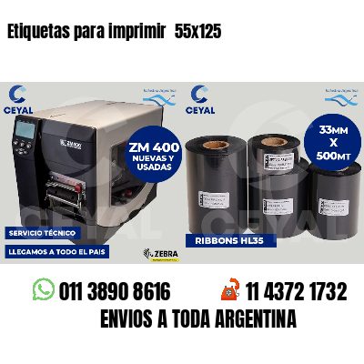 Etiquetas para imprimir  55x125