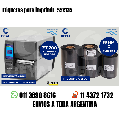 Etiquetas para imprimir  55x135