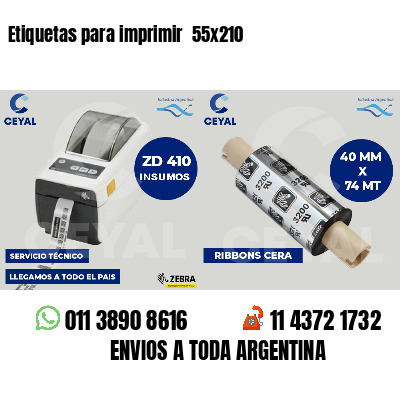 Etiquetas para imprimir  55x210