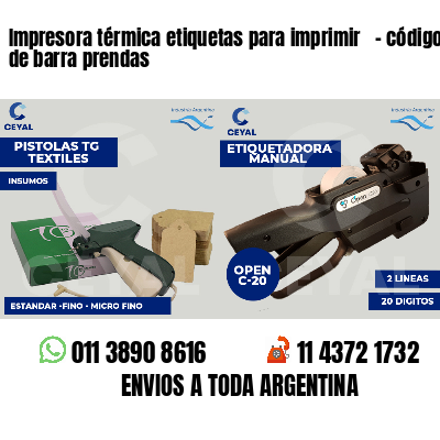 Impresora térmica etiquetas para imprimir   - código de barra prendas