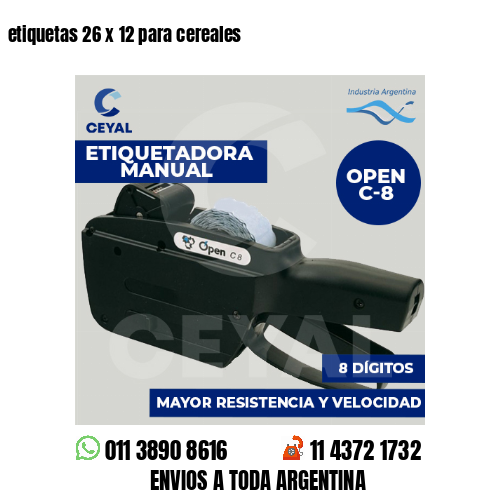 etiquetas 26 x 12 para cereales 