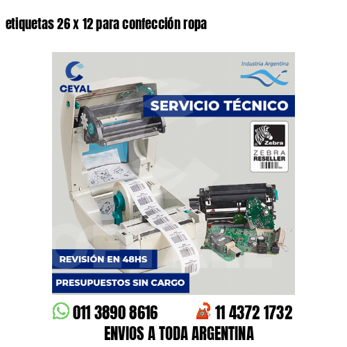 etiquetas 26 x 12 para confección ropa