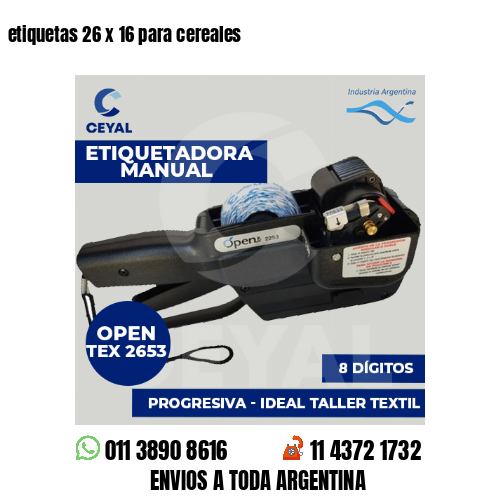 etiquetas 26 x 16 para cereales 