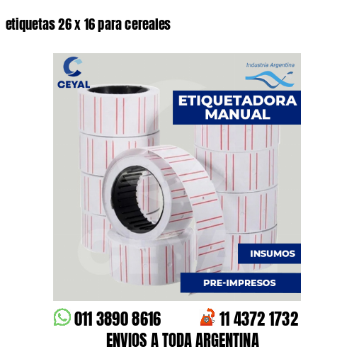 etiquetas 26 x 16 para cereales 