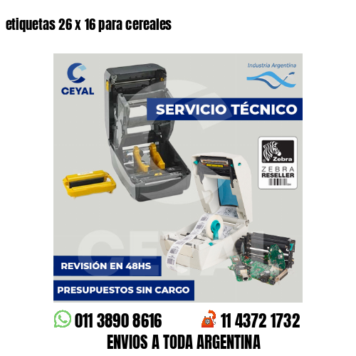 etiquetas 26 x 16 para cereales 