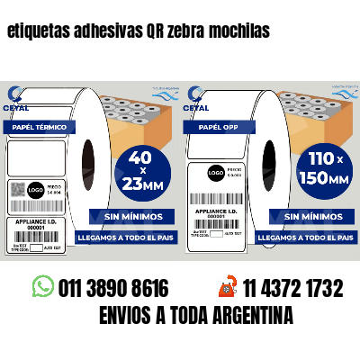 etiquetas adhesivas QR zebra mochilas