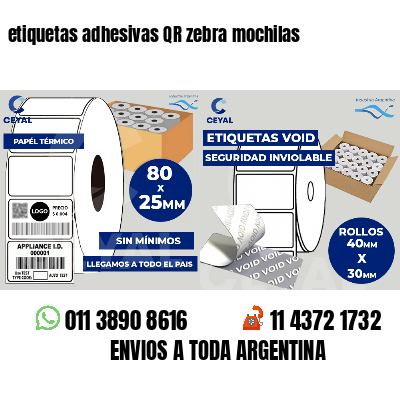etiquetas adhesivas QR zebra mochilas