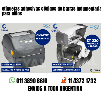 etiquetas adhesivas códigos de barras Indumentaria para niños