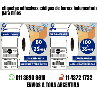 etiquetas adhesivas códigos de barras Indumentaria para niños