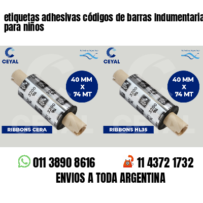 etiquetas adhesivas códigos de barras Indumentaria para niños