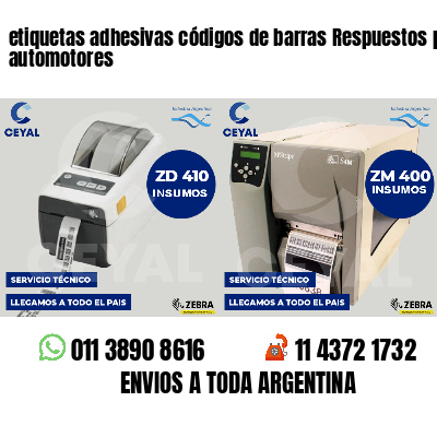 etiquetas adhesivas códigos de barras Respuestos para automotores