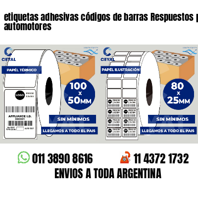 etiquetas adhesivas códigos de barras Respuestos para automotores